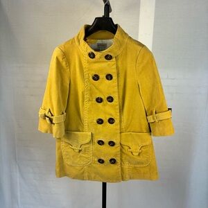 Elevenses Anthropologie Uncut Corduroy Yellow Gold Car Coat 2
